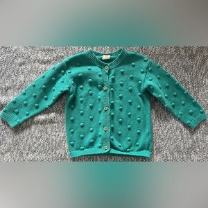 HEMA Girls 2T 92cm Green Popcorn Bobble Knit Cardigan Sweater